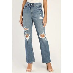 NWT Eunina Codi Distressed Medium Wash High Rise Dad Jeans Sz 7